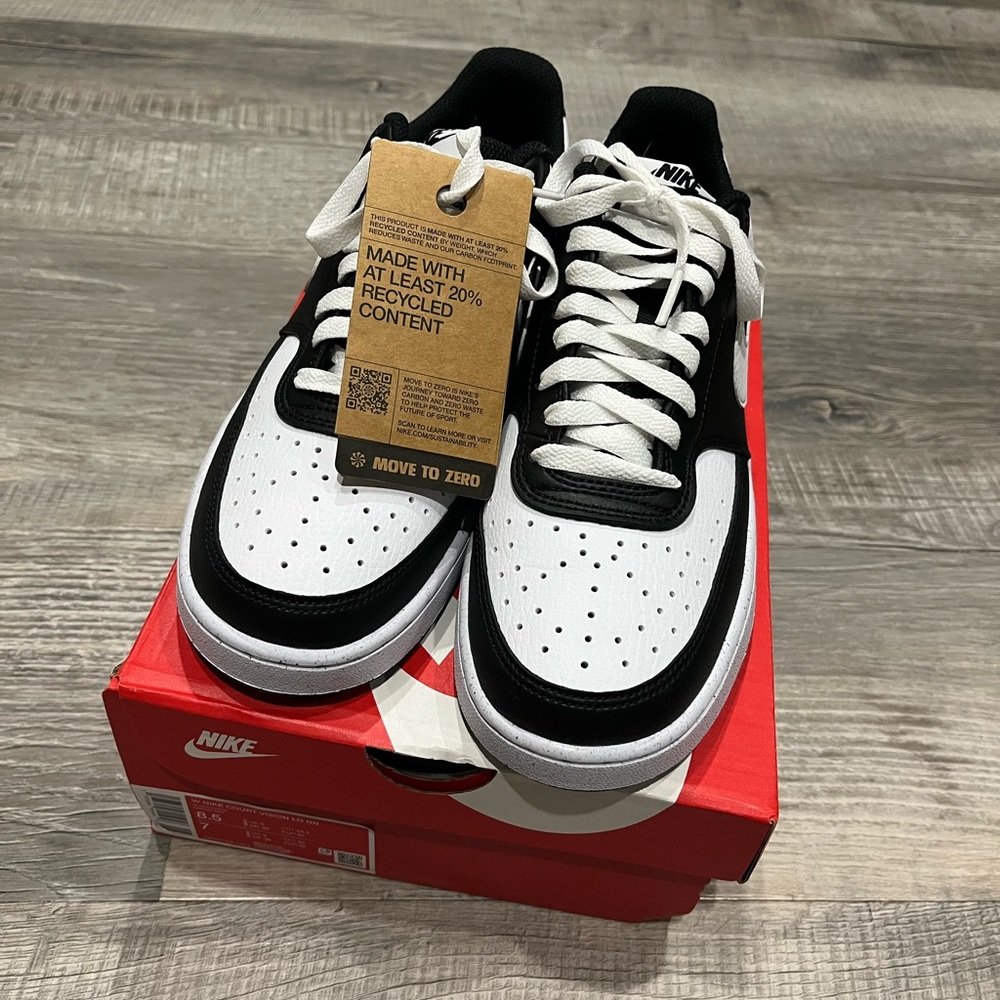 BNWT Nike Court Vision Low Black and White Sneakers